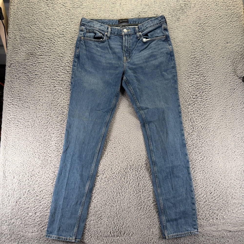 Free Assembly Jeans Men 34x34 Blue Cotton Denim Straight Slim Workwear Stretch